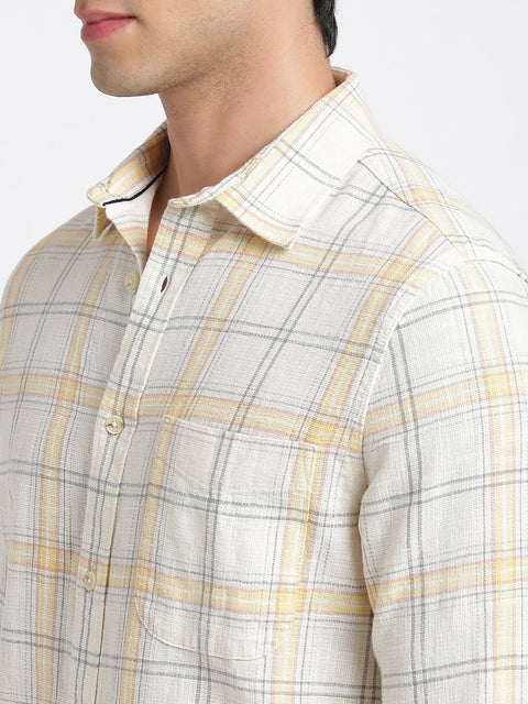 Light Yellow Checks Cotton Shirt - Shirt - 240427634