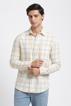 Light Yellow Checks Cotton Shirt - Shirt - 240427634