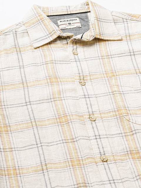 Light Yellow Checks Cotton Shirt - Shirt - 240427634