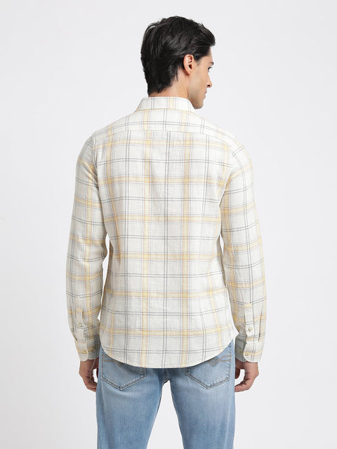 Light Yellow Checks Cotton Shirt - Shirt - 240427634