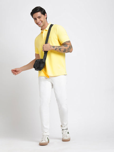 Light Yellow Polo Cotton T-Shirt - T-Shirt - 240100017