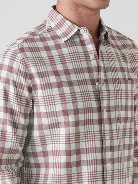 MAROON CHECKED OXFORD COTTON SHIRT-Shirt - 251133736