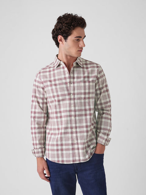 MAROON CHECKED OXFORD COTTON SHIRT-Shirt - 251133736