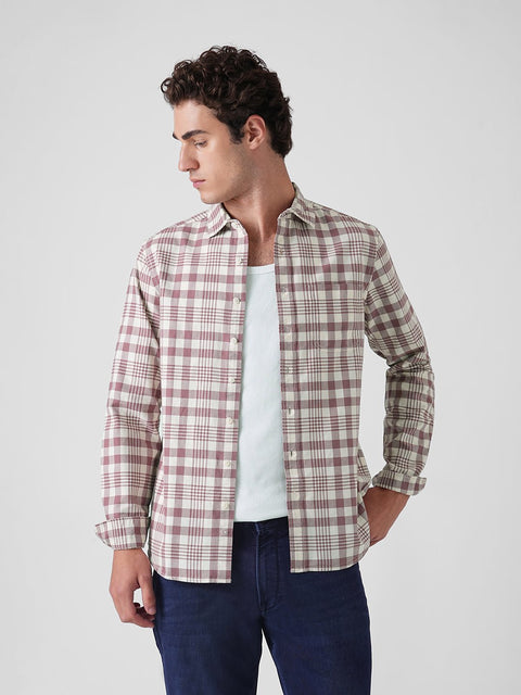MAROON CHECKED OXFORD COTTON SHIRT-Shirt - 251133736