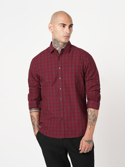 MAROON CHECKERED OXFORD SHIRT-Shirt - 250932738