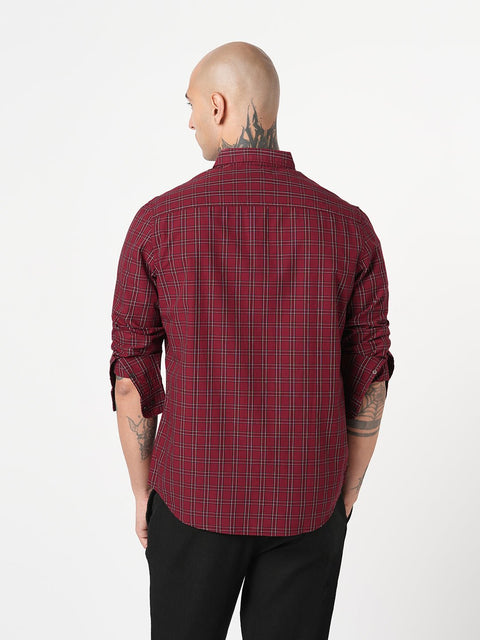 MAROON CHECKERED OXFORD SHIRT-Shirt - 250932738