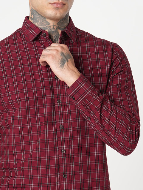 MAROON CHECKERED OXFORD SHIRT-Shirt - 250932738