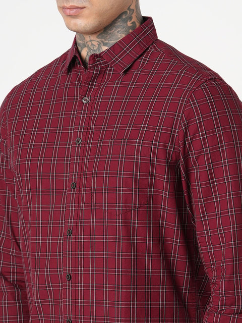 MAROON CHECKERED OXFORD SHIRT-Shirt - 250932738