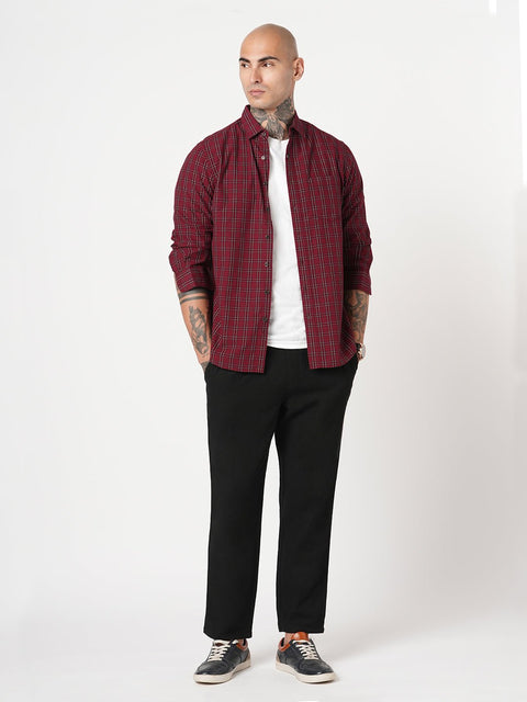 MAROON CHECKERED OXFORD SHIRT-Shirt - 250932738