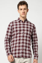 Maroon Checkered Tailored Fit Shirt - Shirts - 250330963