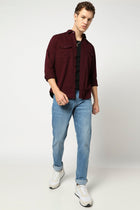 Maroon Double Pocket Utility Shirt - Shirts - 241229989