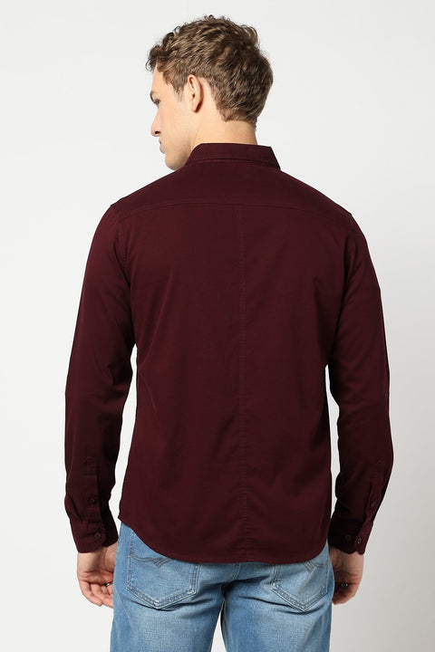 Maroon Double Pocket Utility Shirt - Shirts - 241229989