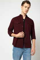 Maroon Double Pocket Utility Shirt - Shirts - 241229989