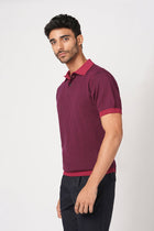 MAROON FLATKNIT STRUCTURED POLO - T Shirt - 250830760