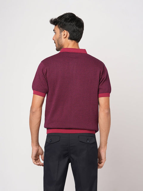 MAROON FLATKNIT STRUCTURED POLO - T Shirt - 250830760
