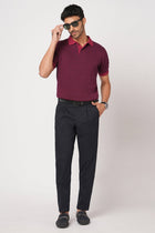 MAROON FLATKNIT STRUCTURED POLO - T Shirt - 250830760