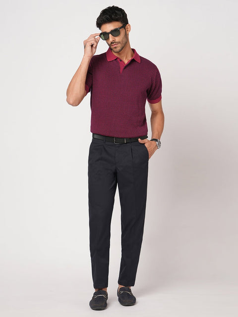 MAROON FLATKNIT STRUCTURED POLO - T Shirt - 250830760