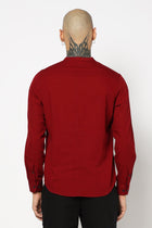 Maroon Mandarin Collar Shirt - Kurta - 221123421