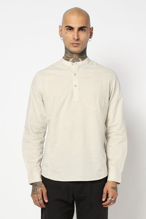 Maroon Mandarin Collar Shirt - Kurta - 250631522