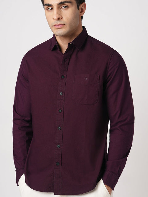 MAROON OXFORD PLAIN SHIRT-Shirt - 251033535