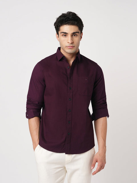 MAROON OXFORD PLAIN SHIRT-Shirt - 251033535
