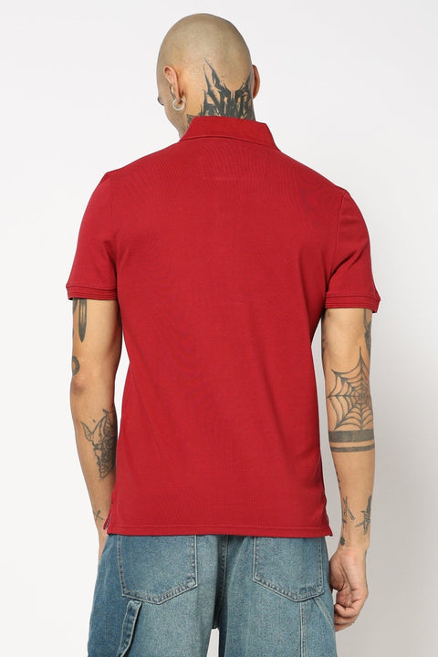 MAROON PLACEMENT POLO - T Shirt - 250730328