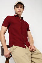 MAROON PLAIN TAILORED MENS SHIRT-Shirt - 240327235