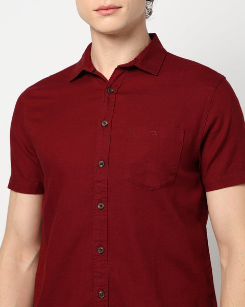 MAROON PLAIN TAILORED MENS SHIRT-Shirt - 240327235