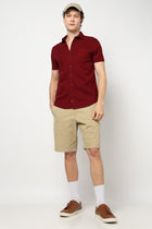 MAROON PLAIN TAILORED MENS SHIRT-Shirt - 240327235