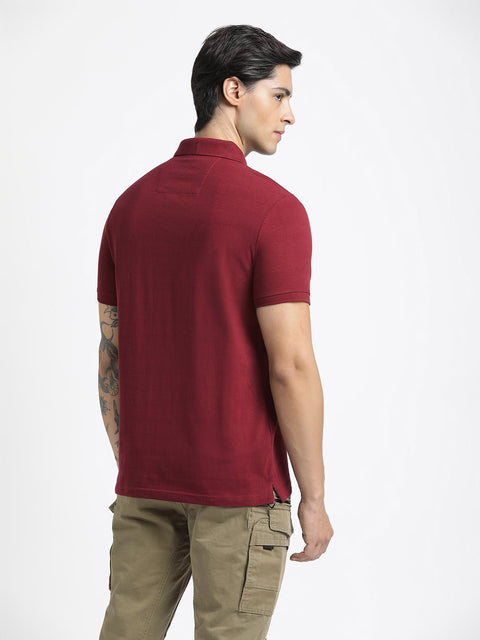 Maroon Polo Cotton T-Shirt - T-Shirt - 231231275