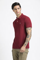 Maroon Polo Cotton T-Shirt - T-Shirt - 231231275