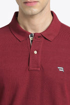 Maroon Polo Cotton T-Shirt - T-Shirt - 231231275