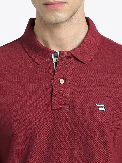 Maroon Polo Cotton T-Shirt - T-Shirt - 231231275