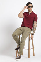 Maroon Polo Cotton T-Shirt - T-Shirt - 231231275