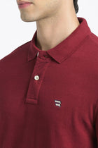 Maroon Polo Cotton T-Shirt - T-Shirt - 231231275