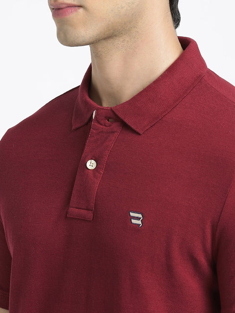 Maroon Polo Cotton T-Shirt - T-Shirt - 231231275