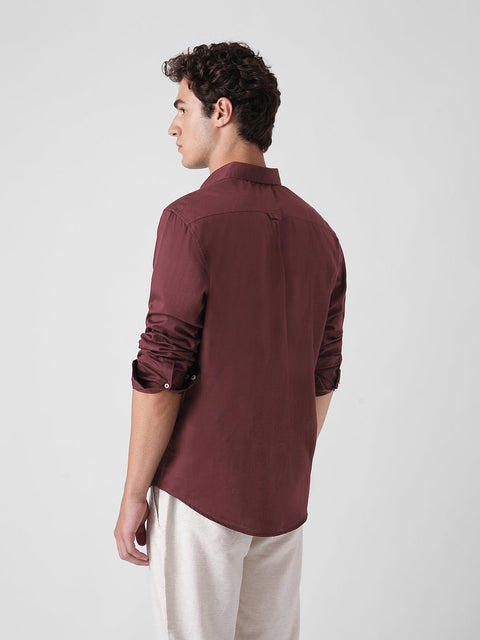 MAROON SLUB PLAIN SHIRT-Shirt - 260134801