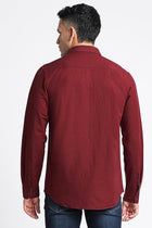 Maroon Solid Cotton Shirt - Shirt - 230524776
