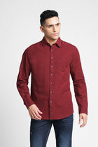 Maroon Solid Cotton Shirt - Shirt - 230524776