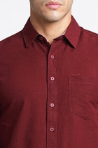 Maroon Solid Cotton Shirt - Shirt - 230524776