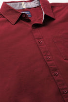 Maroon Solid Cotton Shirt - Shirt - 230524776