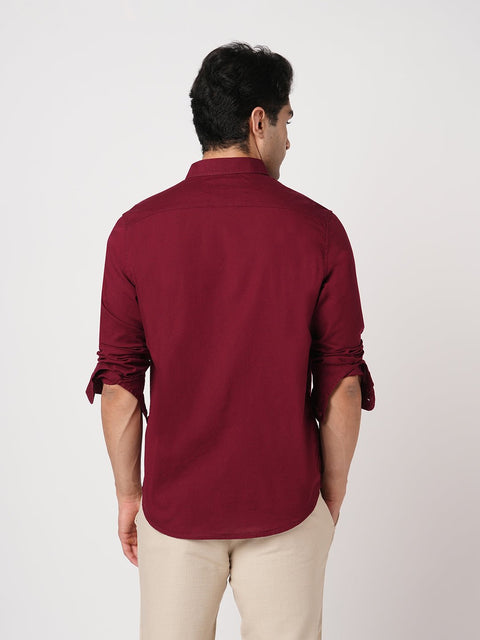 MAROON TAILORED FIT COTTON SHIRT-Shirt - 260134400