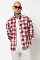 MAROON TARTAN CHECKERED COTTON SHIRT-Shirt - 250731732