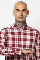 MAROON TARTAN CHECKERED COTTON SHIRT-Shirt - 250731732