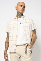 MAROON WINDOWPANE CHECKERED HALF SLEEVE SHIRT-Shirts - 250531268