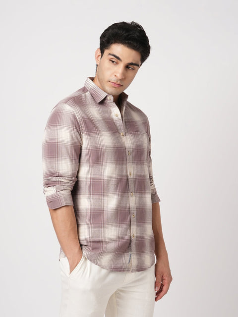 MAUVE CHECKERED COTTON SHIRT-Shirt - 251133761