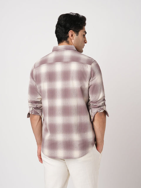 MAUVE CHECKERED COTTON SHIRT-Shirt - 251133761