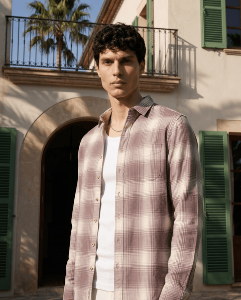 MAUVE CHECKERED COTTON SHIRT-Shirt - 251133761