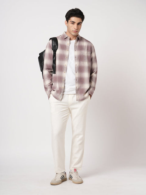 MAUVE CHECKERED COTTON SHIRT-Shirt - 251133761