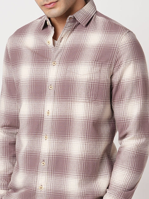 MAUVE CHECKERED COTTON SHIRT-Shirt - 251133761